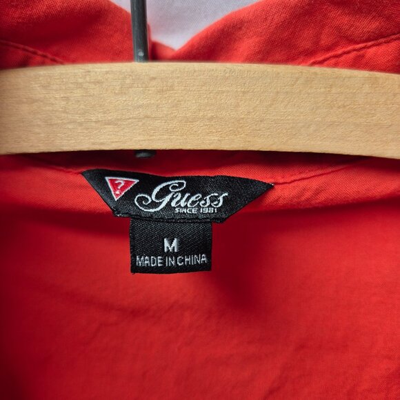 Guess Button-Down Top Long Sleeve Orange/Red size Medium - Picture 2 of 7